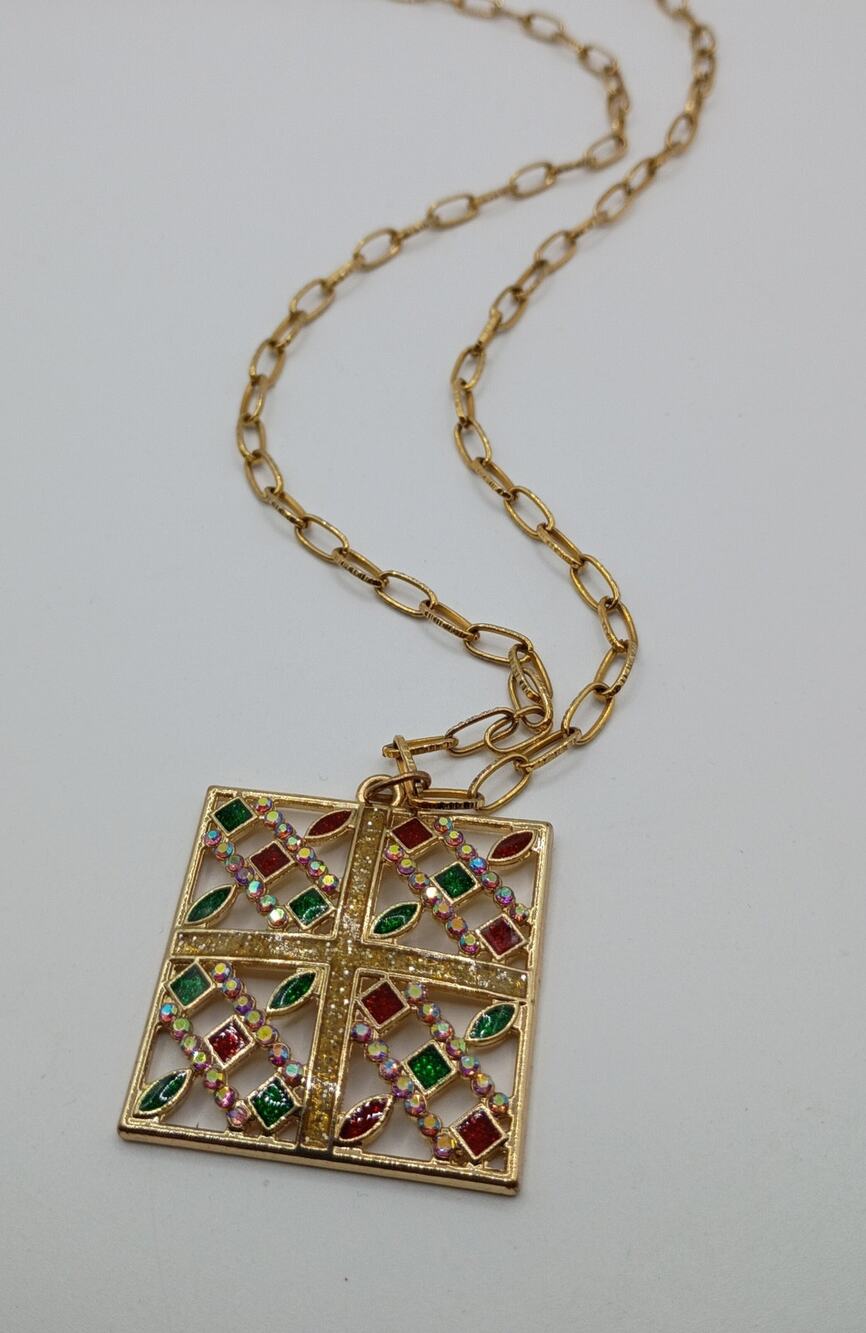 Festive Christmas Present Pendant Necklace